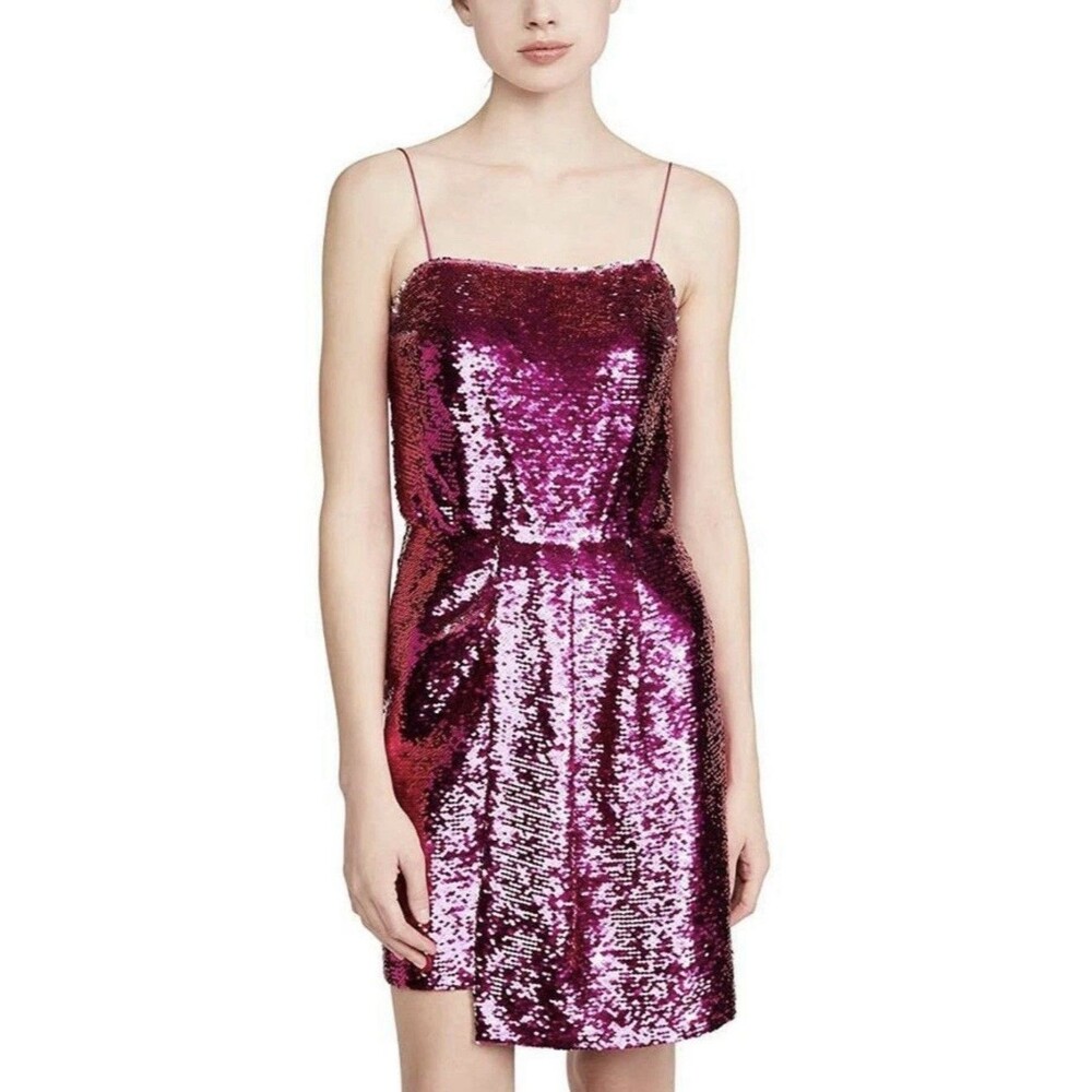Derek Lam 10 Crosby Fuchsia Silver Sequin Draped Cocktail Prom Dress Size 0 NWT